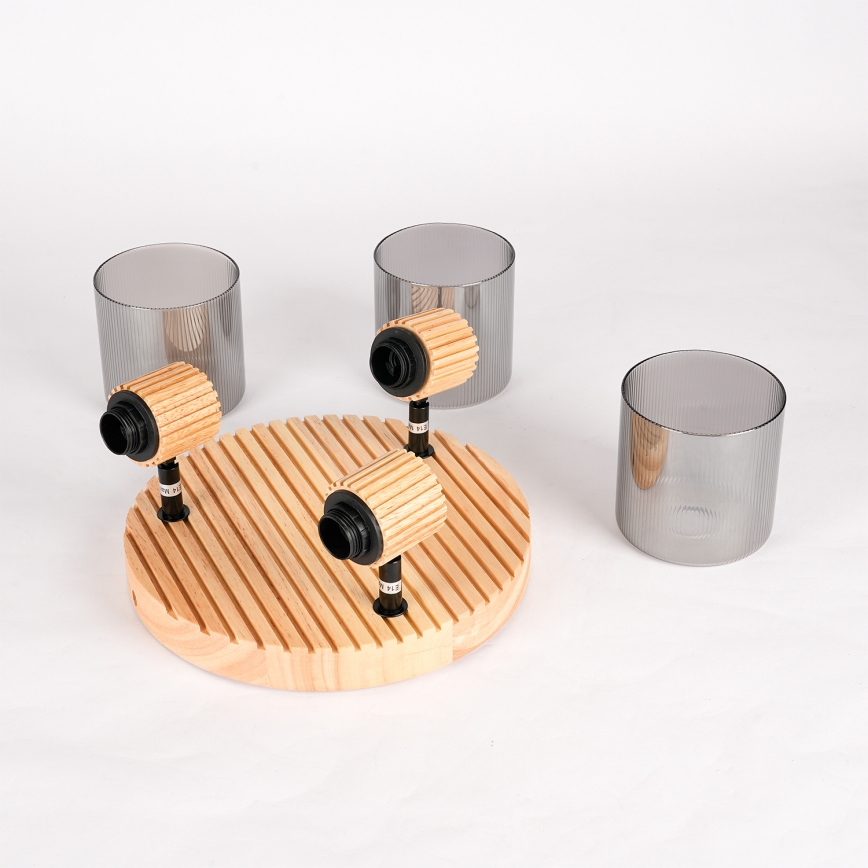 Brilagi - Spotleuchte HYGGE 3xE14/15W/230V Gummibaumholz/rauchfarben