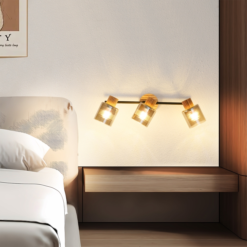 Brilagi - Spotleuchte HYGGE 3xE14/15W/230V Holz/rauchfarben