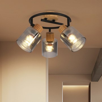 Brilagi - Spotleuchte HYGGE 3xE14/15W/230V Holz/rauchfarben