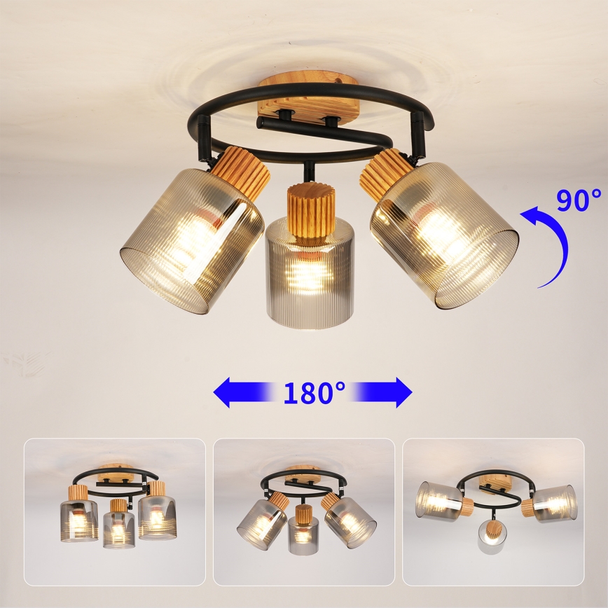 Brilagi - Spotleuchte HYGGE 3xE14/15W/230V Holz/rauchfarben