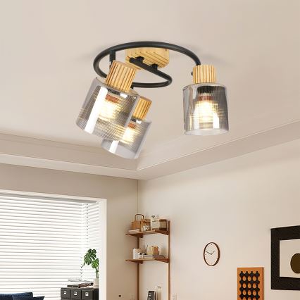 Brilagi - Spotleuchte HYGGE 3xE14/15W/230V Holz/rauchfarben