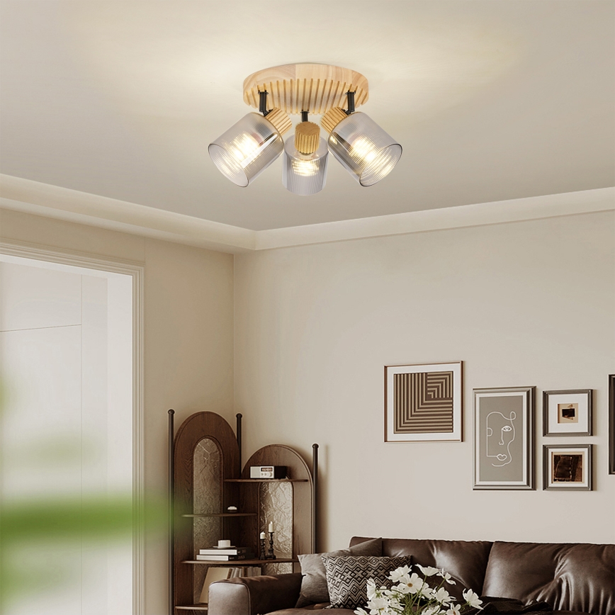 Brilagi - Spotleuchte HYGGE 3xE14/15W/230V Holz/rauchfarben