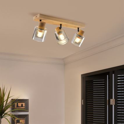 Brilagi - Spotleuchte HYGGE 3xE14/15W/230V Holz/rauchgrau