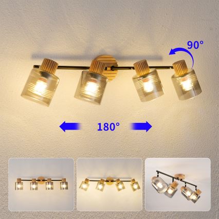 Brilagi - Spotleuchte HYGGE 4xE14/15W/230V Holz/rauchfarben