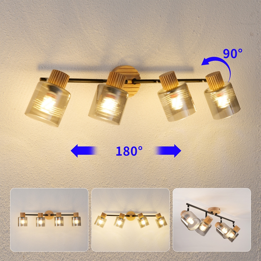 Brilagi - Spotleuchte HYGGE 4xE14/15W/230V Holz/rauchfarben