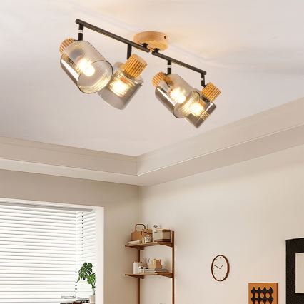 Brilagi - Spotleuchte HYGGE 4xE14/15W/230V Holz/rauchfarben