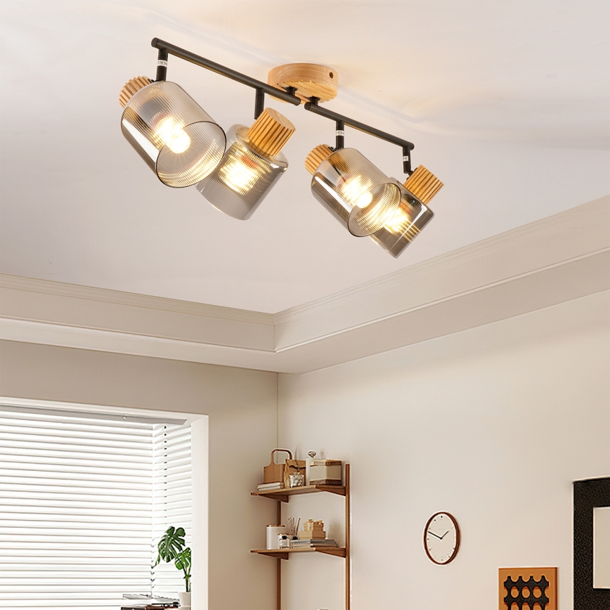 Brilagi - Spotleuchte HYGGE 4xE14/15W/230V Holz/rauchfarben