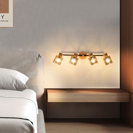 Brilagi - Spotleuchte HYGGE 4xE14/15W/230V Holz/rauchfarben