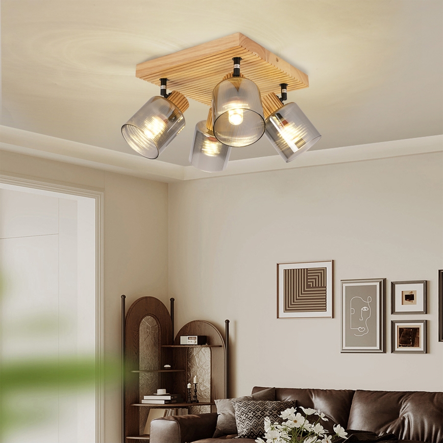 Brilagi - Spotleuchte HYGGE 4xE14/15W/230V Holz/rauchfarben