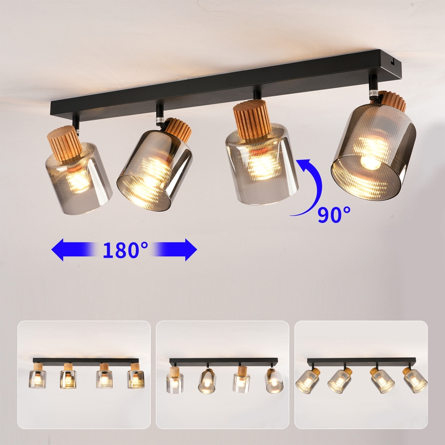 Brilagi - Spotleuchte HYGGE 4xE14/15W/230V schwarz/rauchfarben