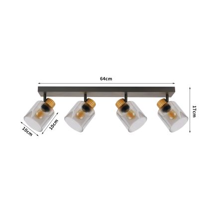 Brilagi - Spotleuchte HYGGE 4xE14/15W/230V schwarz/rauchfarben