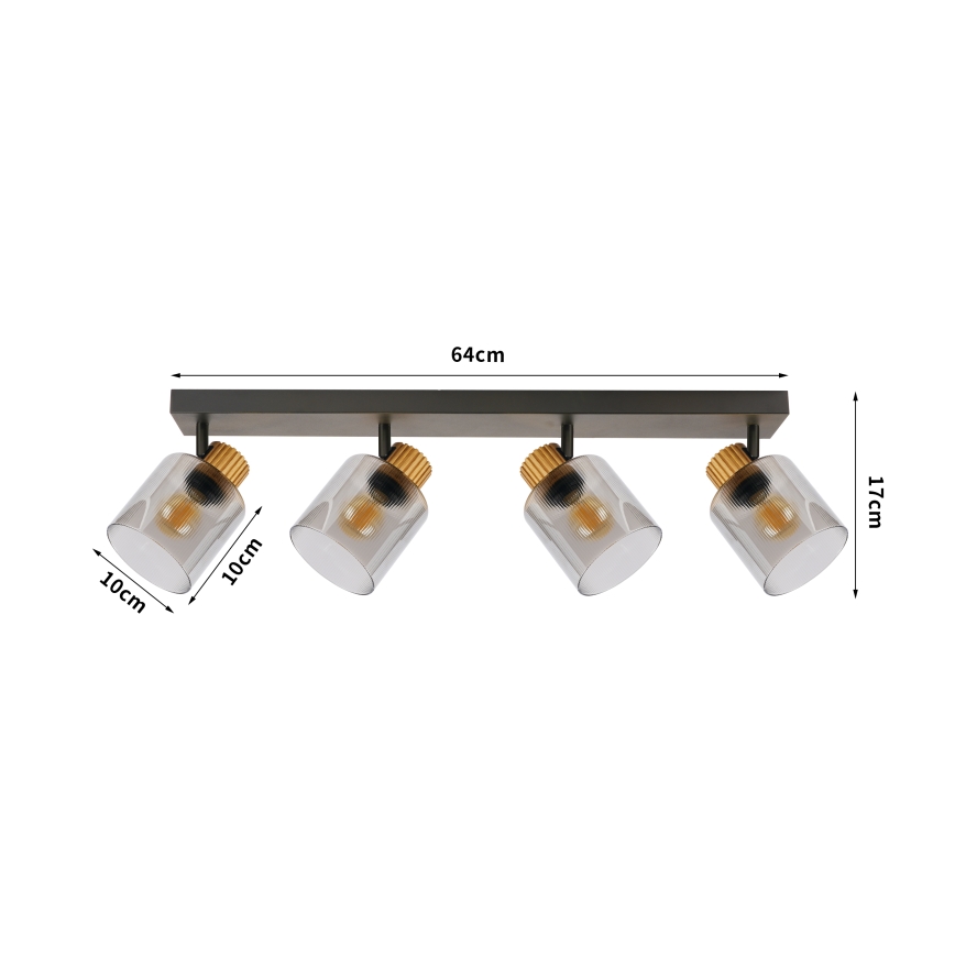 Brilagi - Spotleuchte HYGGE 4xE14/15W/230V schwarz/rauchfarben