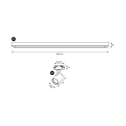 Brilagi - Spotleuchte im Schienensystem HUSKY 4xGU10/10W/230V weiß