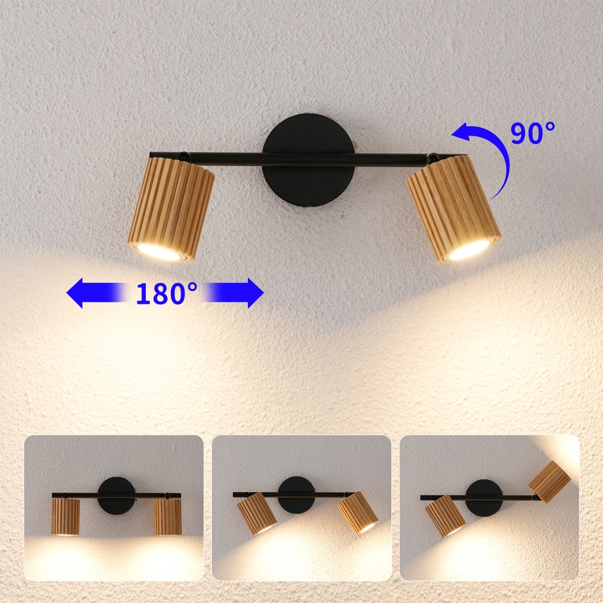Brilagi - Spotleuchte MODERN WOOD 2xGU10/8W/230V Holz/Schwarz
