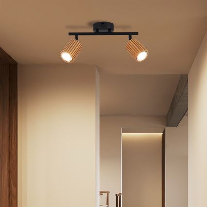 Brilagi - Spotleuchte MODERN WOOD 2xGU10/8W/230V Holz/Schwarz