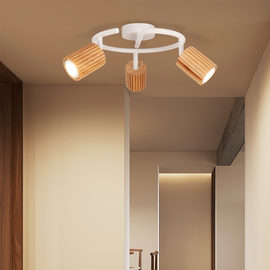 Brilagi - Spotleuchte MODERN WOOD 3xGU10/8W/230V Holz/Weiß