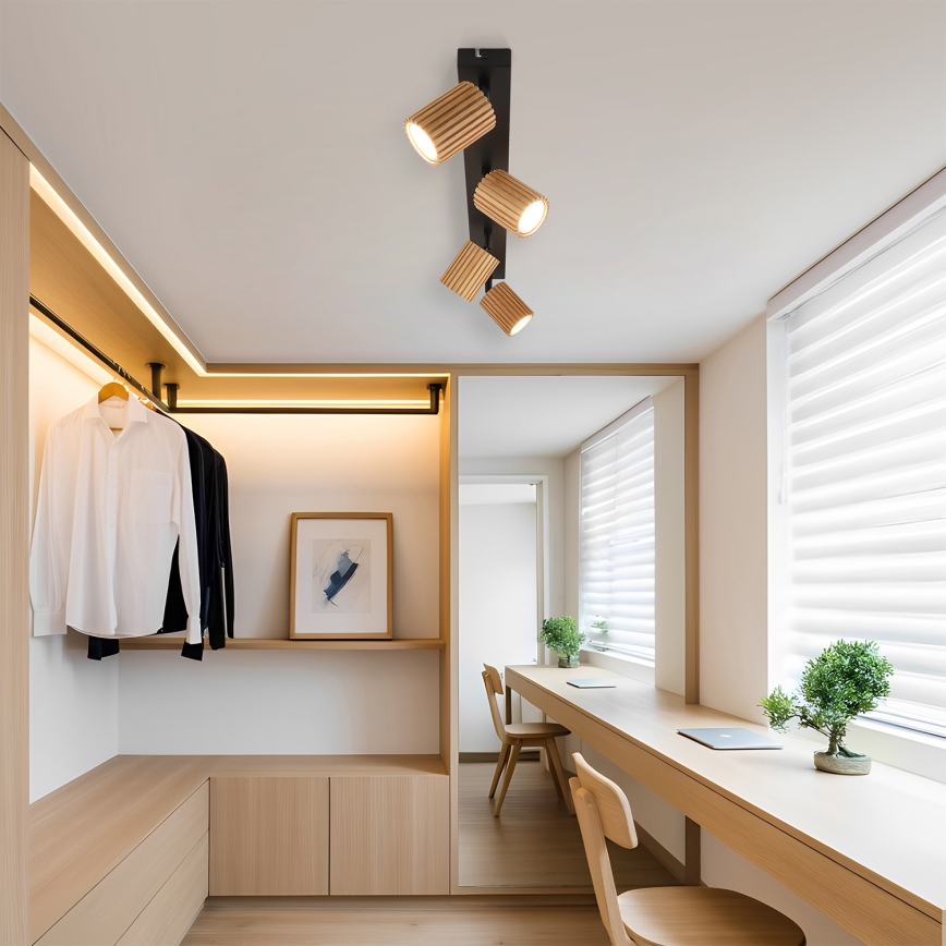 Brilagi - Spotleuchte MODERN WOOD 4xGU10/8W/230V Holz/Schwarz