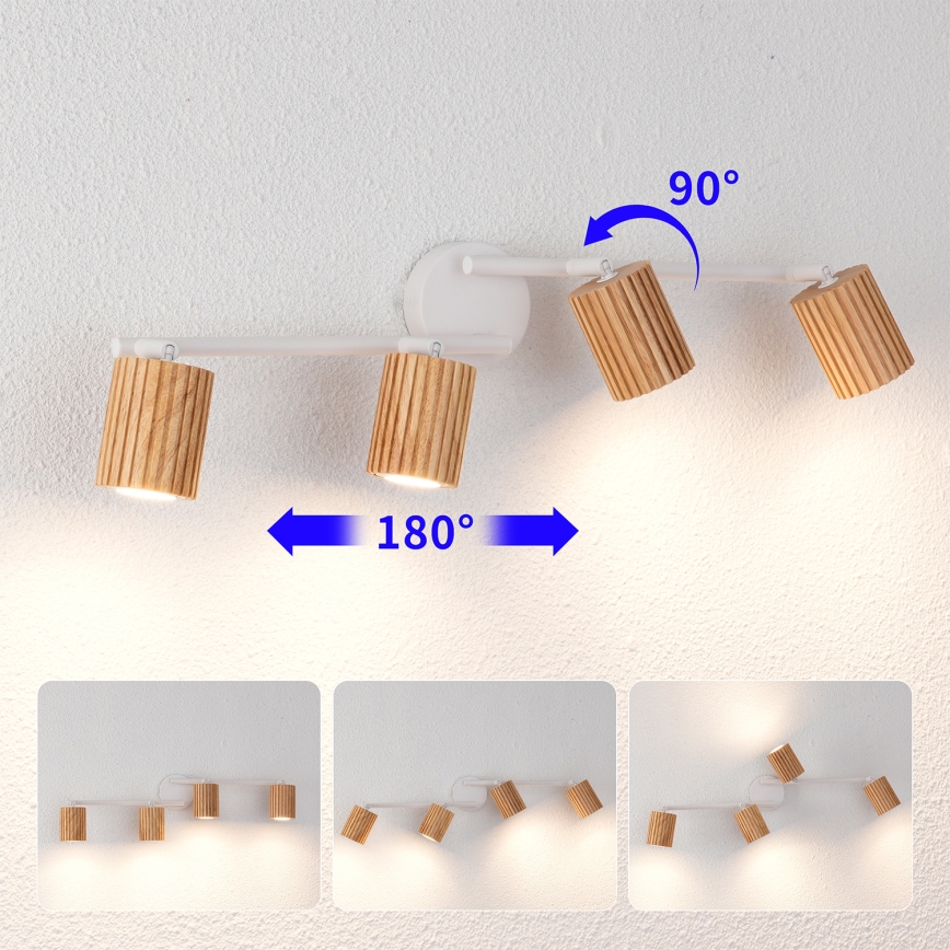 Brilagi - Spotleuchte MODERN WOOD 4xGU10/8W/230V Holz/Weiß