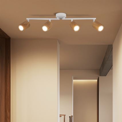 Brilagi - Spotleuchte MODERN WOOD 4xGU10/8W/230V Holz/Weiß