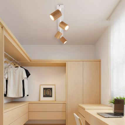 Brilagi - Spotleuchte MODERN WOOD 4xGU10/8W/230V Holz/Weiß