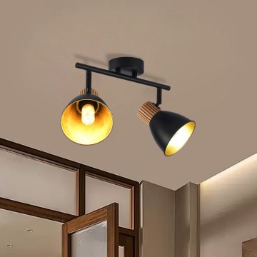 Brilagi - Spotleuchte ODENSE 2xE14/10W/230V Gummibaumholz/schwarz