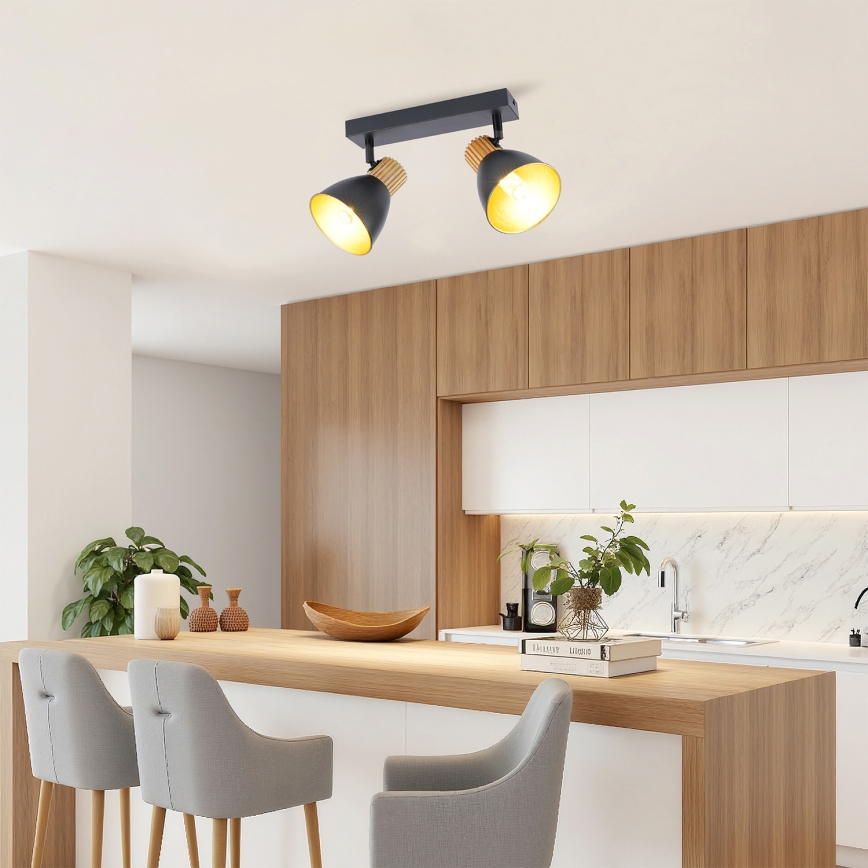 Brilagi - Spotleuchte ODENSE 2xE14/10W/230V Holz/schwarz