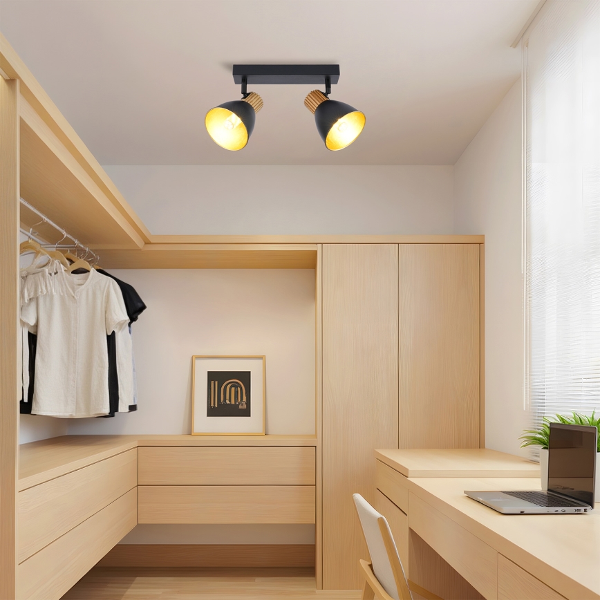 Brilagi - Spotleuchte ODENSE 2xE14/10W/230V Kautschukholz/schwarz