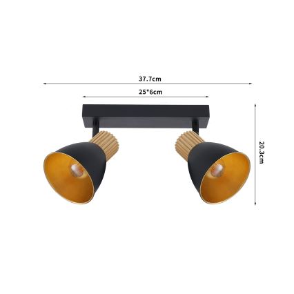 Brilagi - Spotleuchte ODENSE 2xE14/10W/230V Kautschukholz/schwarz