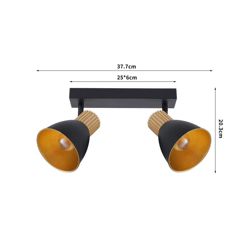 Brilagi - Spotleuchte ODENSE 2xE14/10W/230V Kautschukholz/schwarz