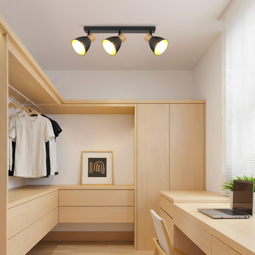 Brilagi - Spotleuchte ODENSE 3xE14/10W/230V Holz/Schwarz