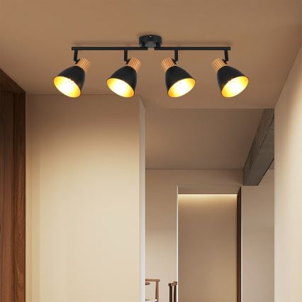 Brilagi - Spotleuchte ODENSE 4xE14/10W/230V Holz/Schwarz