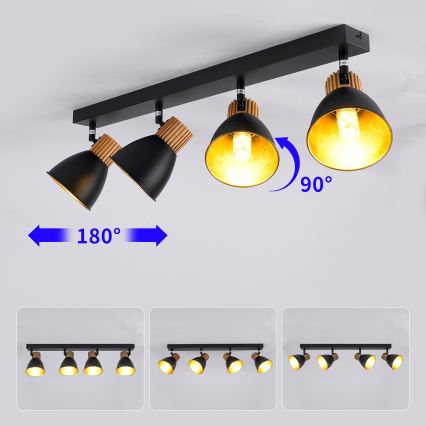 Brilagi - Spotleuchte ODENSE 4xE14/10W/230V Holz/Schwarz