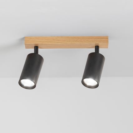 Brilagi - Spotleuchte SELE 2xGU10/30W/230V schwarz/Eiche-Dekor