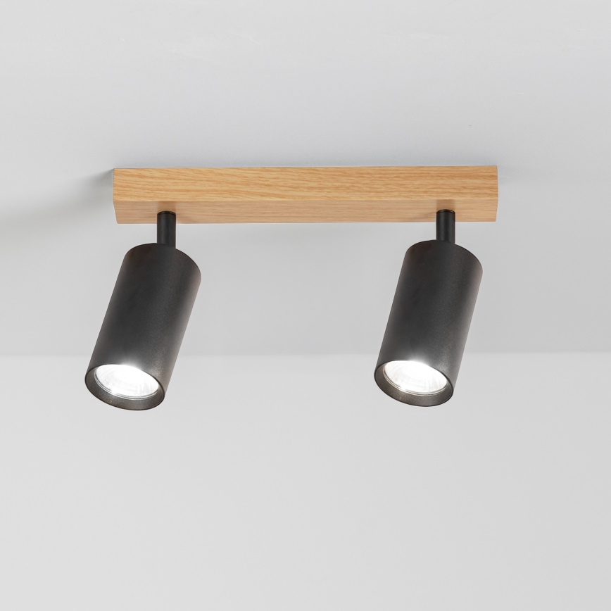 Brilagi - Spotleuchte SELE 2xGU10/30W/230V schwarz/Eiche-Dekor