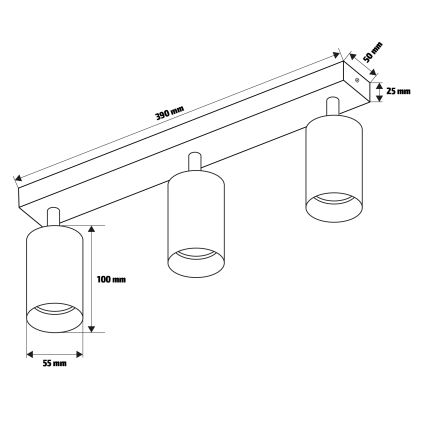 Brilagi - Spotleuchte SELE 3x GU10/30W/230V weiß/Eiche-Dekor