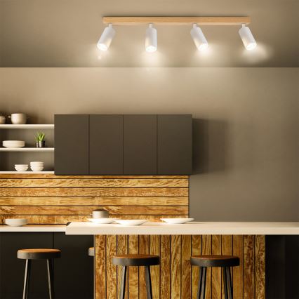 Brilagi - Spotleuchte SELE 4xGU10/30W/230V weiß/Eichedekor