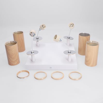 BRILAGI - Spotleuchte SELE SQUARE 4xGU10/30W/230V weiß/Eichen-Dekor