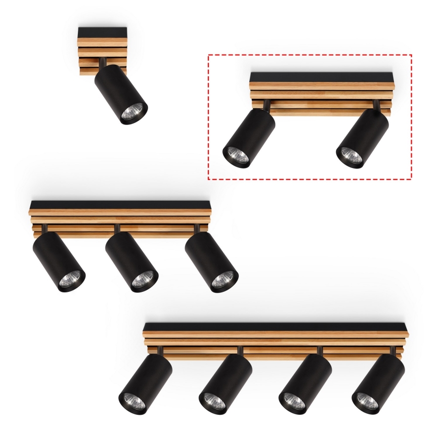 Brilagi - Spotleuchte SELE WOOD 2xGU10/30W/230V schwarz/holz