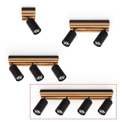 Brilagi - Spotleuchte SELE WOOD 4xGU10/30W/230V schwarz/Holz