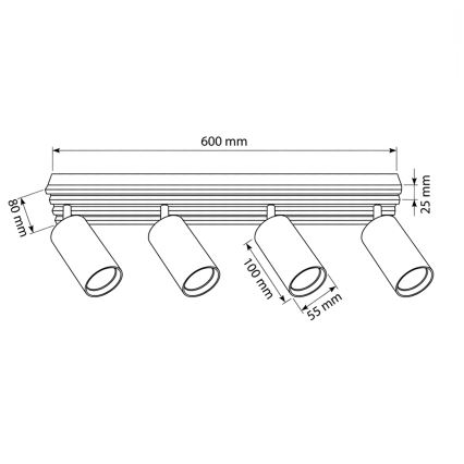 Brilagi - Spotleuchte SELE WOOD 4xGU10/30W/230V schwarz/Holz
