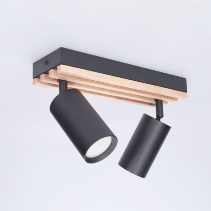 Brilagi - Spotleuchte SELE WOOD ACOUSTIC 2xGU10/30W/230V schwarz/holz