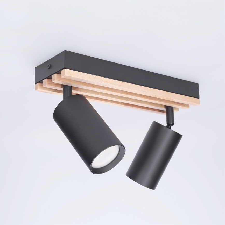Brilagi - Spotleuchte SELE WOOD ACOUSTIC 2xGU10/30W/230V schwarz/holz