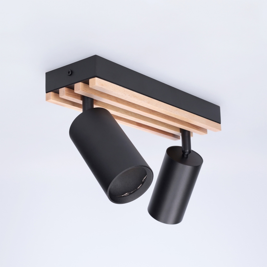 Brilagi - Spotleuchte SELE WOOD ACOUSTIC 2xGU10/30W/230V schwarz/holz