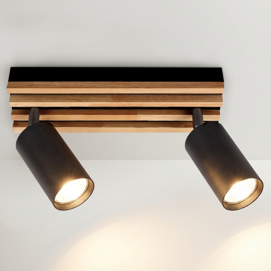 Brilagi - Spotleuchte SELE WOOD ACOUSTIC 2xGU10/30W/230V schwarz/holz