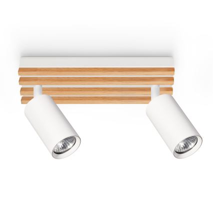 Brilagi - Spotleuchte SELE WOOD ACOUSTIC 2xGU10/30W/230V weiß/holz