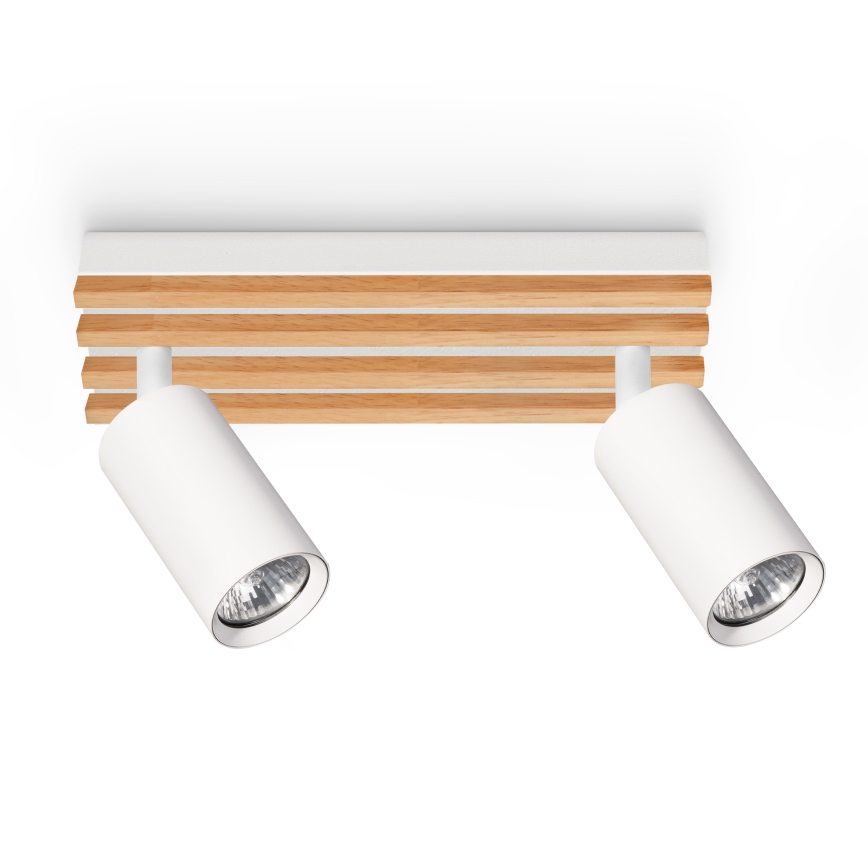 Brilagi - Spotleuchte SELE WOOD ACOUSTIC 2xGU10/30W/230V weiß/holz