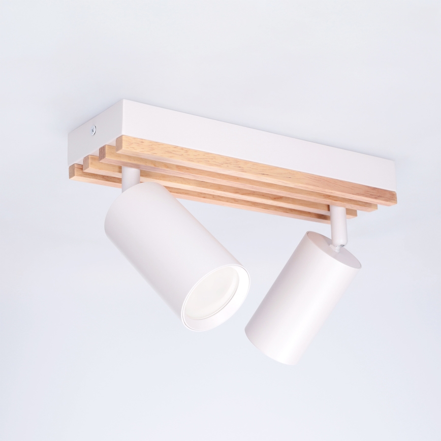 Brilagi - Spotleuchte SELE WOOD ACOUSTIC 2xGU10/30W/230V weiß/holz