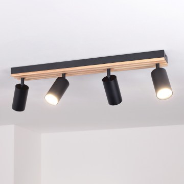 Brilagi - Spotleuchte SELE WOOD ACOUSTIC 4xGU10/30W/230V schwarz/Holz