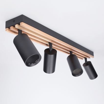 Brilagi - Spotleuchte SELE WOOD ACOUSTIC 4xGU10/30W/230V schwarz/Holz