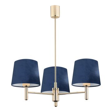 Brilagi - Stangen-Pendelleuchte MONTE 3xE27/15W/230V blau/gold